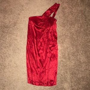 Banana republic red one shoulder silk dress